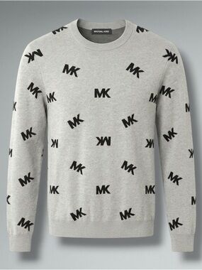 Michael Kors All Over Print MK Logo Sweater - KF3609UDP3 - Pearl Grey - MEDIUM